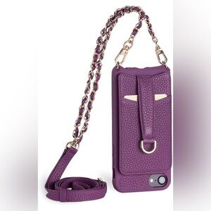 Vaultskin Victoria iPhone X - Voilet Leather Wallet Case, Card Holder Crossbody